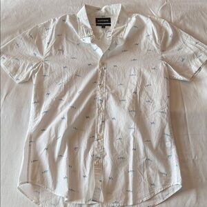 Bonobos Casual White Riviera Shirt with Blue shark pattern